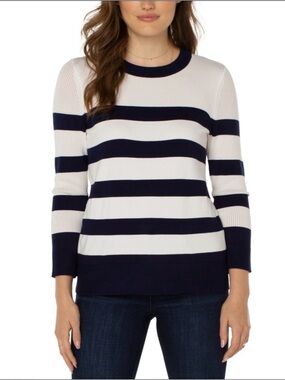 NWT Liverpool Open Back 3/4 Sleeve Striped Sweater Size S SOLD OUT